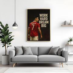 Cristiano Ronaldo inspirational football artwork in golden floater frame luxury sports wall painting decor