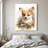 Emotional canvas wall art of a cute dog waiting with soft expression, perfect for home, kids room, and pet lovers’ decor