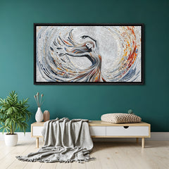 Elegant dancing lady modern artwork in black floater frame for contemporary interiors