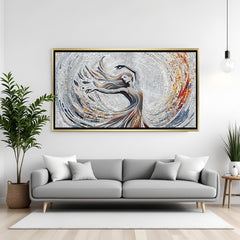 Luxury dancing lady modern art artwork in golden floater frame for stylish decor