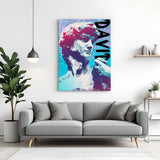 Bold modern art canvas of Michelangelo’s David in painted pop style—reimagined classical figure for trendy, expressive wall decor in modern interiors