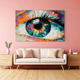 Highly detailed abstract canvas painting of a human eye – expressive and symbolic wall art for modern home interiors and statement spaces
