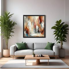 Black frame colorful abstract wall art – bold painted canvas with distorted strokes for stylish home or office decor