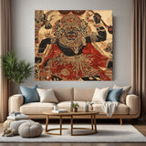 Divine Kali Mata Kalamkari canvas wall art in premium canvas wrapped frame with traditional mythological detailing