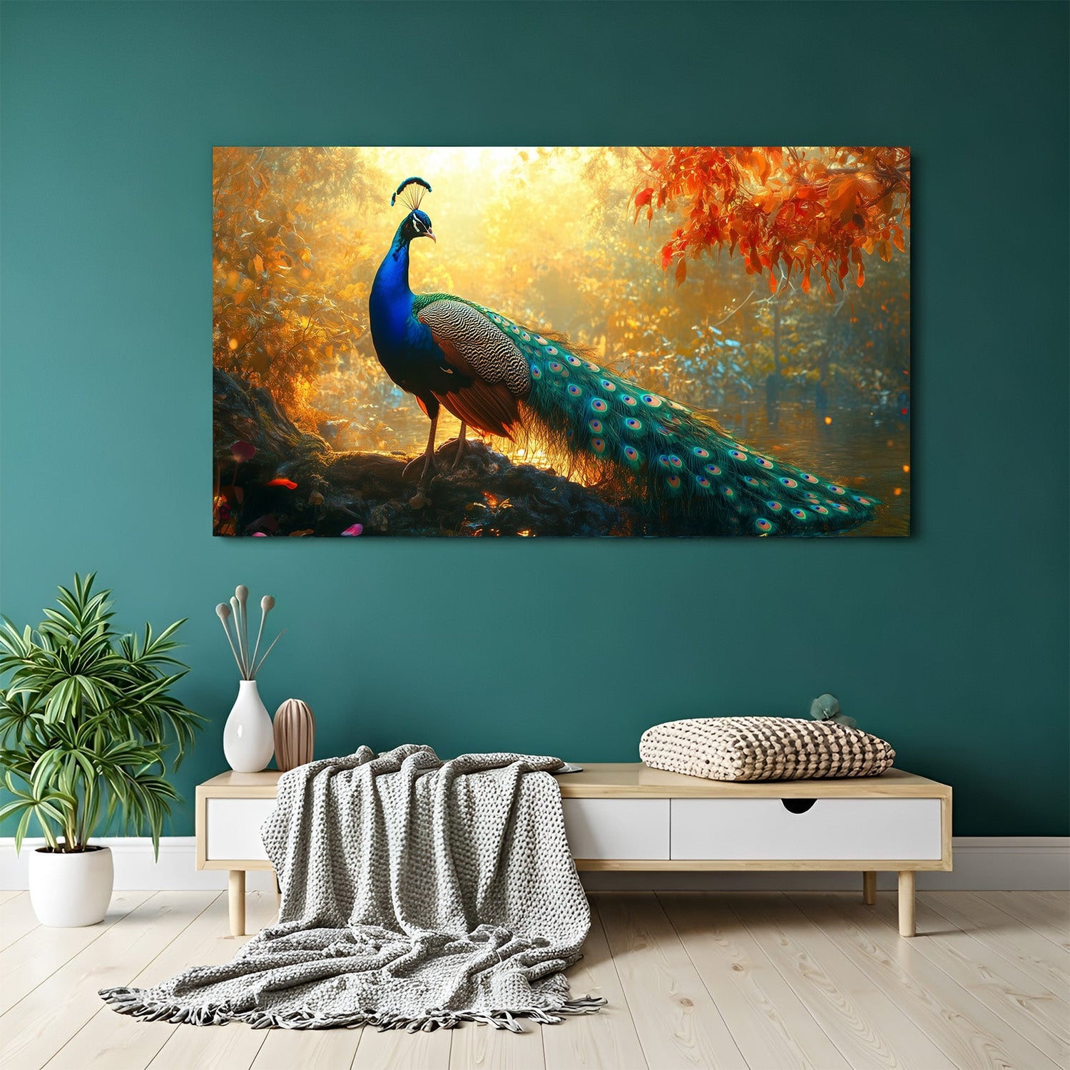 Divine Peacock Vastu Art: Elegant Wall Décor for Home Prosperity - CIPHER SPACES