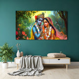 Divine Radha Krishna large canvas wall art symbolizing spiritual harmony, strength, and positive energy for home and office decor