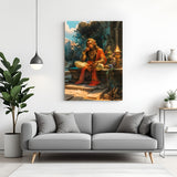 Lord Hanuman sleeping while seated in a peaceful devotional pose in premium canvas wrapped frame