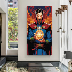 Doctor Strange unframed canvas art featuring magical energy mandalas and cloak