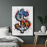 Graffiti-style modern canvas art featuring a bold dollar sign with urban textures—vibrant street art statement for edgy and creative interiors