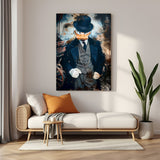 Donald Duck dressed in Peaky Blinder mafia outfit with hat, painted in modern art style—perfect for bold and stylish character wall decor