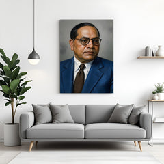 Dr B R Ambedkar blue coat portrait canvas wall art in premium canvas wrapped frame with inspirational design