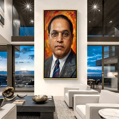 Dr B R Ambedkar portrait artwork in luxury golden floater frame showcasing visionary leadership