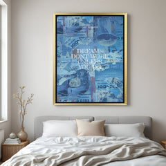 Golden frame inspirational canvas wall art with motivational quote for office