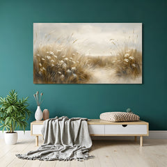 Canvas wall art of dusty wild grass with soft muted tones and natural texture, perfect for rustic, minimalist, or boho-style interior spaces