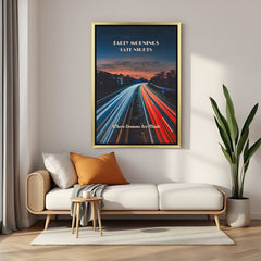 Golden frame inspirational canvas wall art – hustle and dream decor