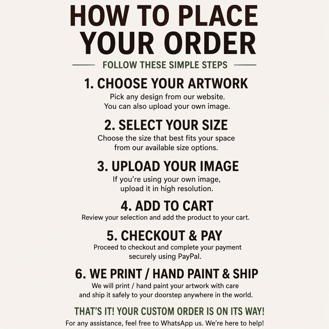 Custom Canvas & Hand-Painted Art - International Orders Only