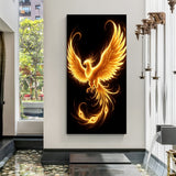 elegant phoenix wall art on black background symbolizing rebirth strength and inner transformation for home decor