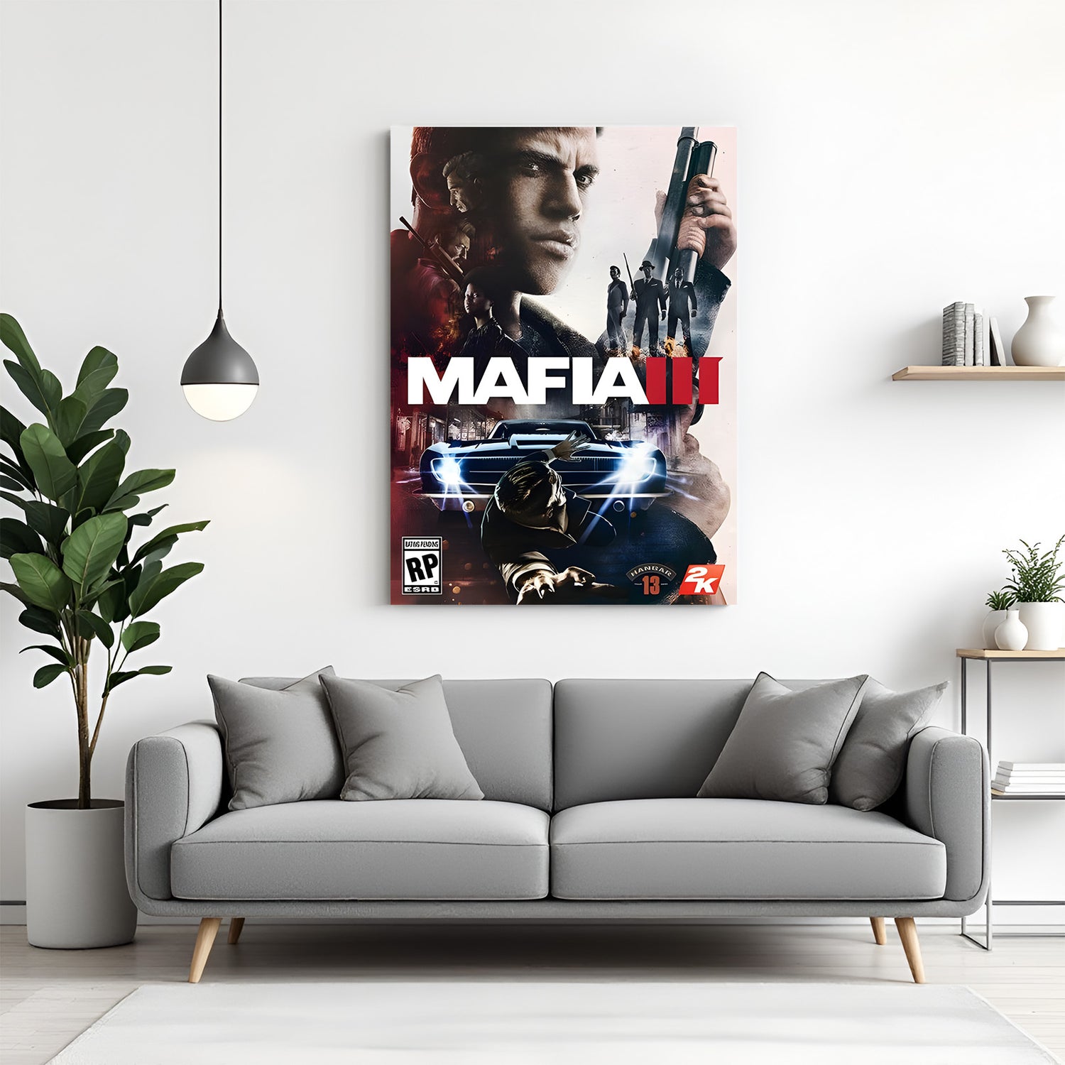 Empire of Shadows canvas wall art inspired by Mafia featuring cinematic crime drama gaming artwork in premium canvas wrapped frame