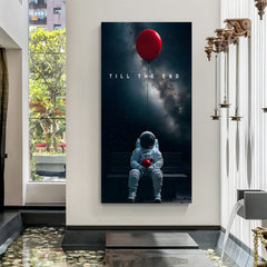 Endless Resolve Till the End space motivation canvas wall art in premium wrapped frame with inspiring galaxy scenery