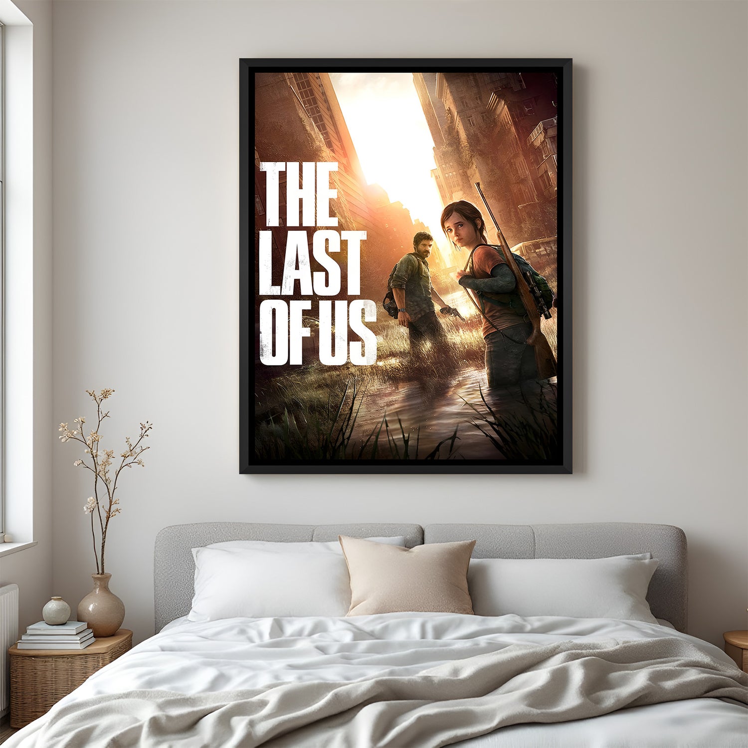 Endure the Darkness wall painting in black floater frame with emotional survival adventure gaming artwork