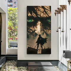 Eren Yeager Attack on Titan canvas painting with dark titan anime artwork in canvas wrapped frame
