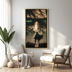 Eren Yeager Attack on Titan wall art in luxury golden floater frame with cinematic anime design