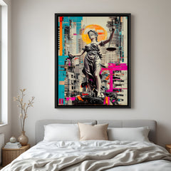 Modern statue artwork in elegant black floater frame showcasing contemporary sculptural design