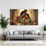 Radha Krishna canvas wall art in premium canvas wrapped frame featuring divine Vrindavan-inspired artwork