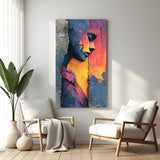 Ethereal layers abstract female modern canvas wall painting with textured colorful face design in canvas wrapped frame