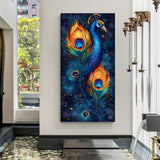 Majestic peacock canvas artwork showcasing vibrant feathers in premium canvas wrapped frame