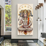 Panchmukhi Hanuman canvas artwork featuring the sacred five-faced form in premium canvas wrapped frame