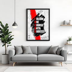 FOCUS full form motivational canvas wall art with black floater frame