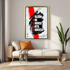 FOCUS full form motivational canvas wall art with golden floater frame