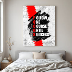 FOCUS full form motivational canvas wall art with Follow One Course Until Success quote