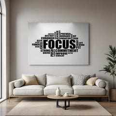 Focus typography motivation canvas wall art with inspirational words modern office decor