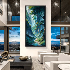 Forest Wall Art in black floater frame for calm and positive Vastu energy, ideal for home and office interiors with natural themes