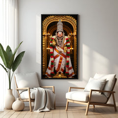 Lord Venkateswara sacred shrine artwork in elegant black floater frame
