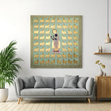 Traditional Nathdwara Pichwai painting of Lord Shrinathji surrounded by golden cows in premium canvas wrapped frame