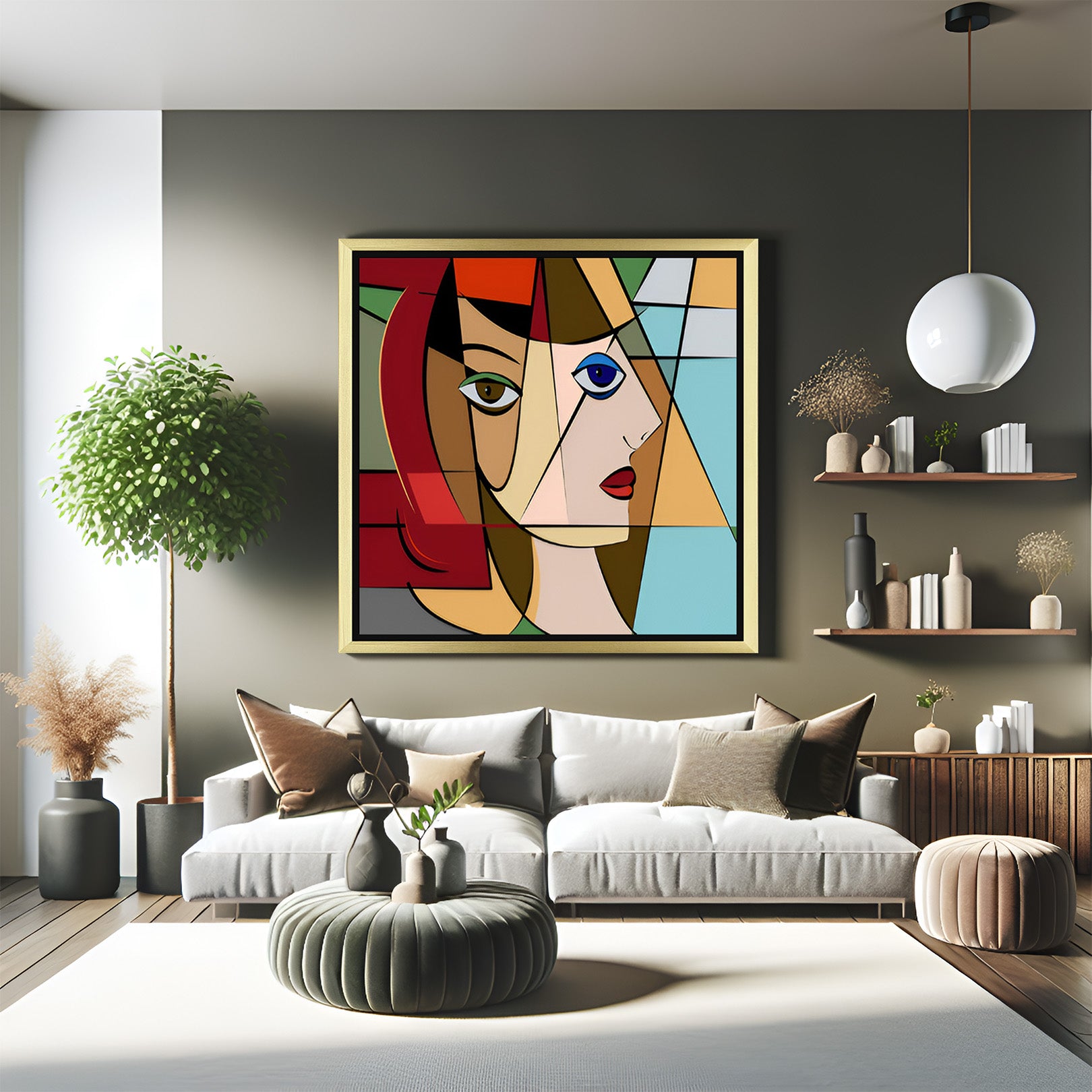 Geometric Face Wall Art – Abstract Canvas Print with Bold Shapes ...