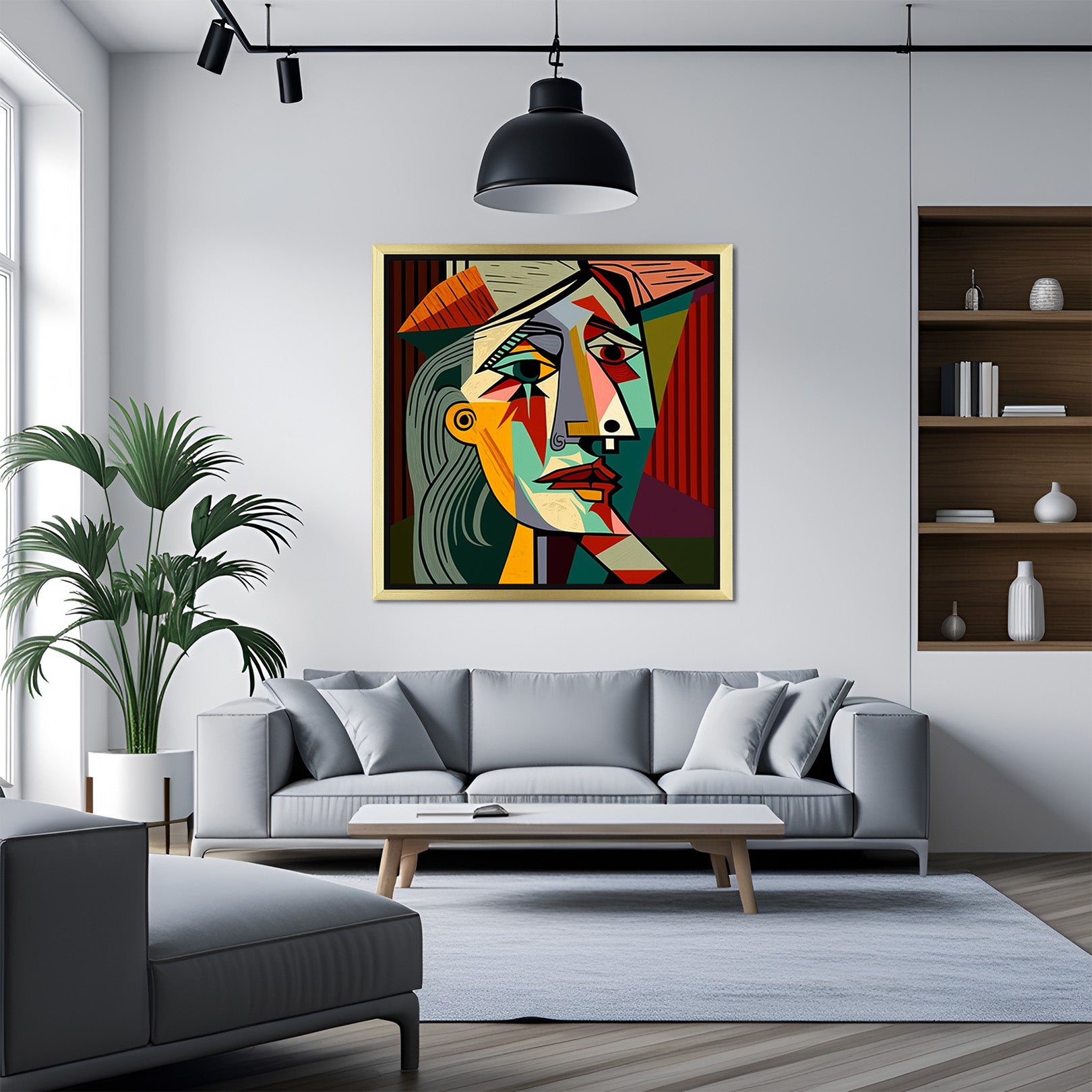 Geometric Male Face Abstract Wall Art – Picasso Canvas Print – CIPHER ...