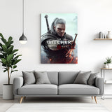 Geralt Hunter of Legends canvas wall art inspired by The Witcher Wild Hunt featuring epic fantasy warrior artwork in premium canvas wrapped frame