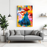 Abstract canvas wall art of a girl playing the violin from the back – musical and artistic composition for soulful and elegant wall decor