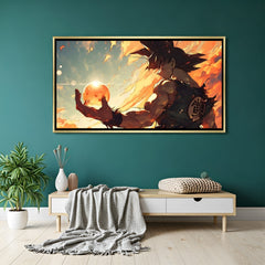 Goku Dragon Ball Z wall art in luxury golden floater frame with anime design
