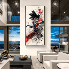 Goku Dragon Ball Z wall art in luxury golden floater frame with anime battle design