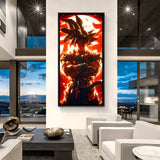 Goku Moon anime canvas artwork in premium black floater frame