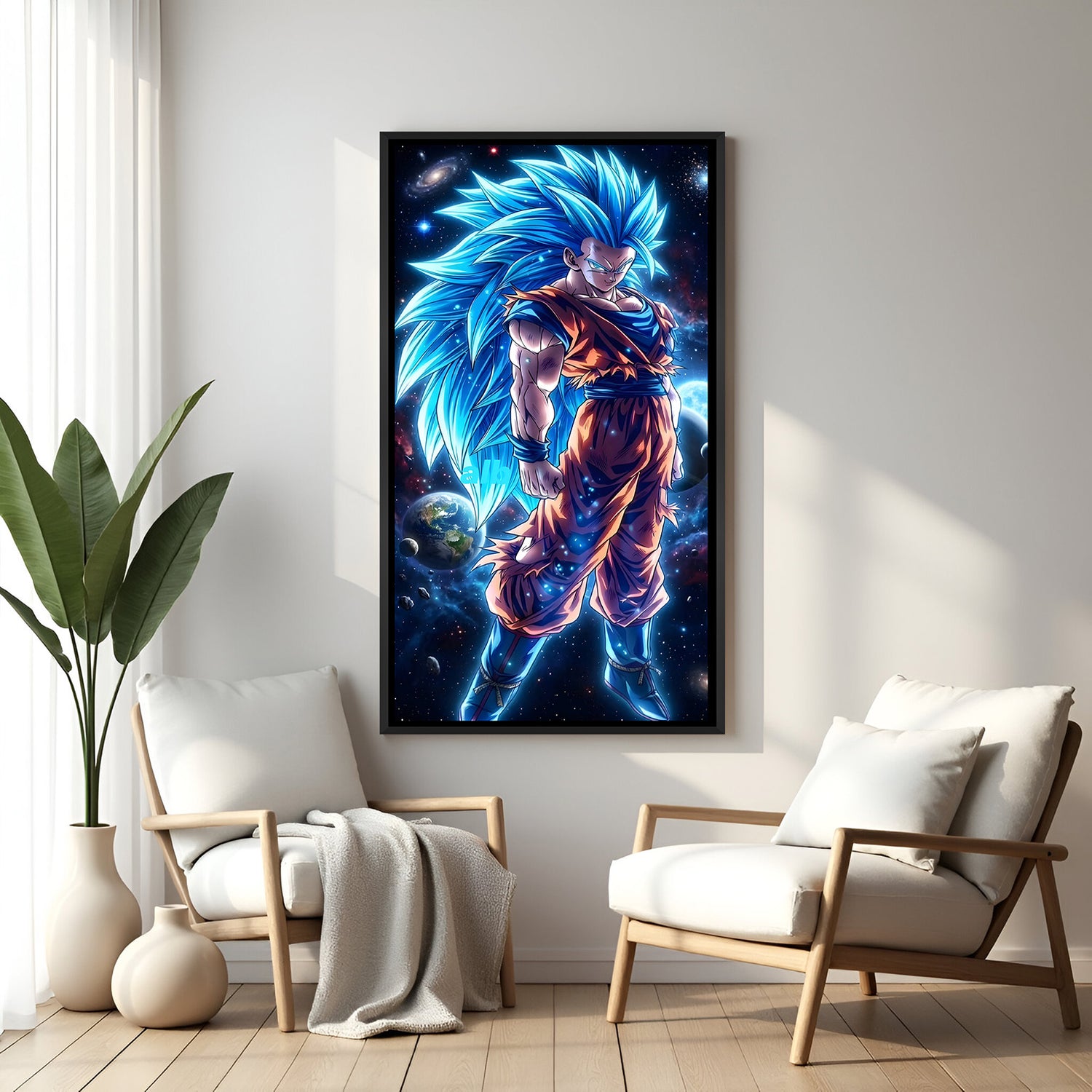 Goku Universe anime canvas artwork in premium black floater frame