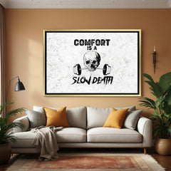 Golden floater frame artwork with skull design and bold message — pure hustle energy