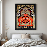 Traditional Salasar Balaji painting with ornate gold embellishments in elegant black floater frame