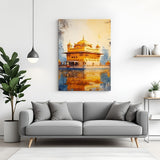 Golden Temple Divine Reflection canvas wall art in premium canvas wrapped frame with sacred water reflections