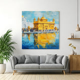 Golden Temple Spiritual Majesty canvas wall art in premium canvas wrapped frame featuring sacred Sikh architecture